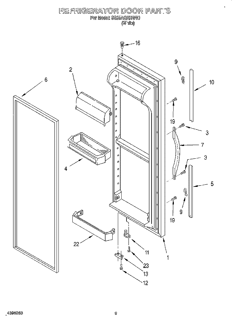 REFRIGERATOR DOOR Diagram and Parts List for SS25AQXHW00  Whirlpool Refrigerator