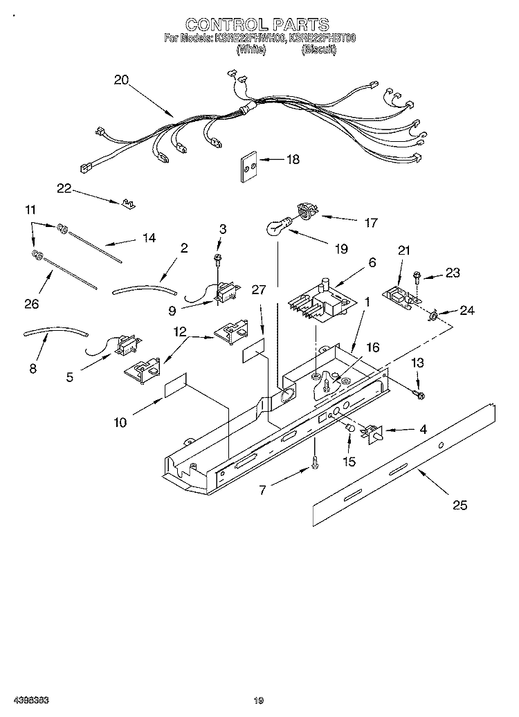 CONTROL, OPTIONAL Diagram and Parts List for KSRE22FHBT00  KitchenAid Refrigerator
