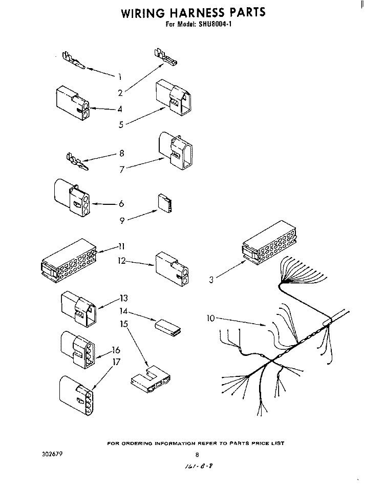 WIRING HARNESS Diagram and Parts List for SHU80041  Whirlpool Dishwasher
