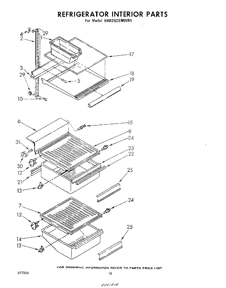 REFRIGERATOR INTERIOR Diagram and Parts List for EHD252SMWR1  Whirlpool Refrigerator