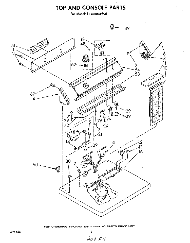 SECTION Diagram and Parts List for LE7680XPW0  Whirlpool Dryer