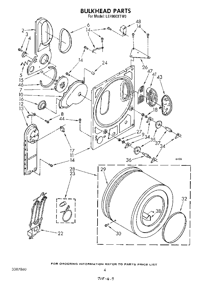 SECTION Diagram and Parts List for LE4900XTM0  Whirlpool Dryer