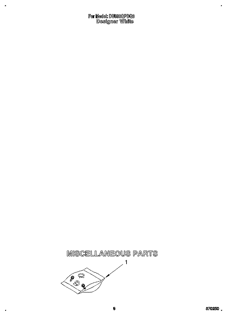 MISCELLANEOUS Diagram and Parts List for DU980QPDQ0  Whirlpool Dishwasher