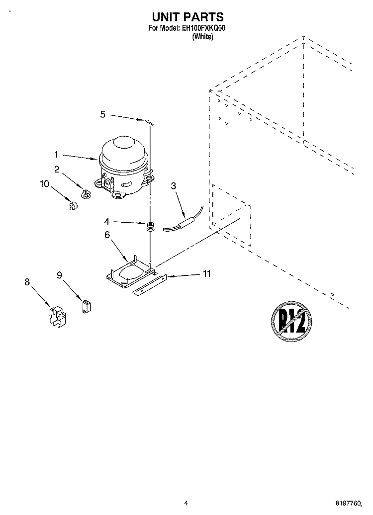 SECTION Diagram and Parts List for EH100FXKQ00  Whirlpool Freezer