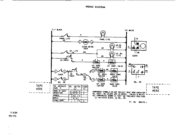WIRING DIAGRAM Diagram and Parts List for 1093B3A  Roper Wall Oven