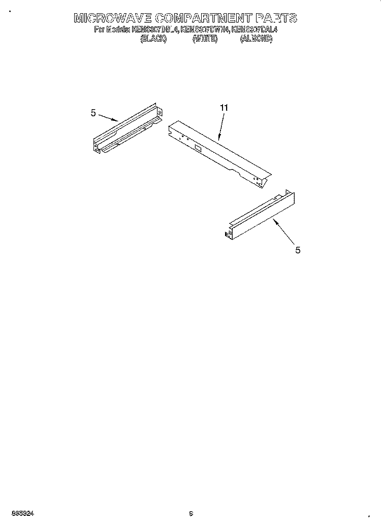 MICROWAVE COMPARTMENT Diagram and Parts List for KEMS307DBL4  KitchenAid Microwave Oven Combo