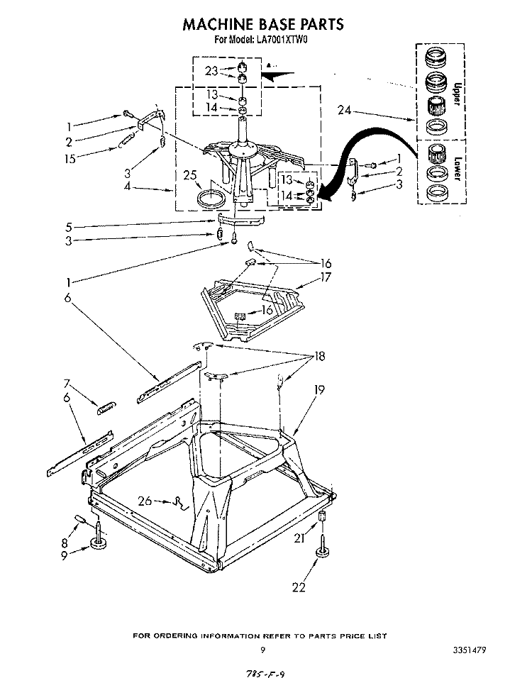 MACHINE BASE Diagram and Parts List for LA7001XTW0  Whirlpool Washer