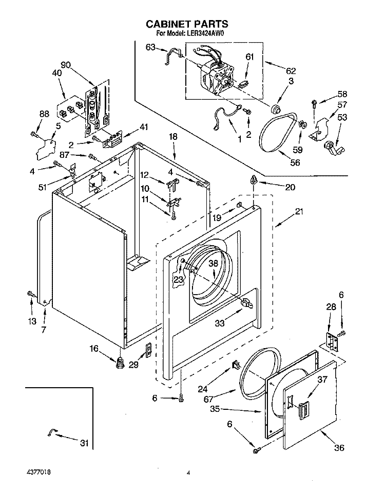 SECTION Diagram and Parts List for LER3424AW0  Whirlpool Dryer