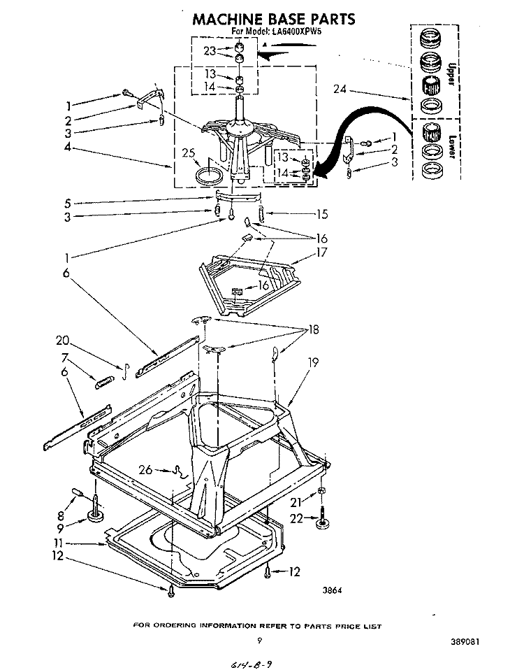 MACHINE BASE Diagram and Parts List for LA6400XPW5  Whirlpool Washer