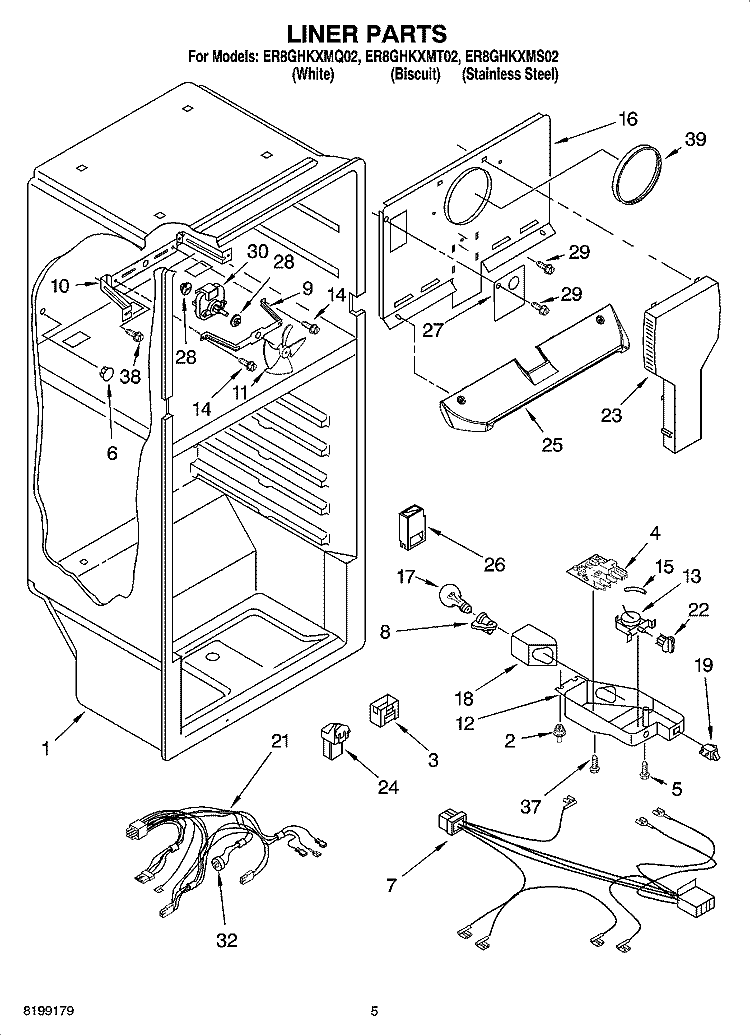 LINER PARTS Diagram and Parts List for ER8GHKXMQ02  Whirlpool Refrigerator