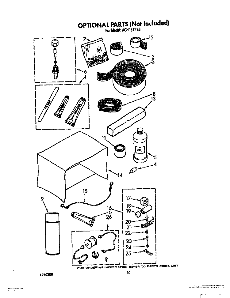 OPTIONAL Diagram and Parts List for ACH184XX0  Whirlpool Air Conditioner