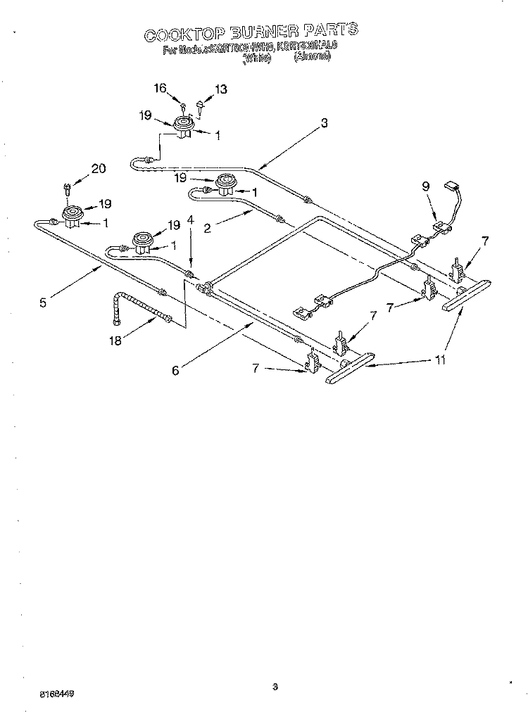 COOKTOP BURNER Diagram and Parts List for KGRT600HAL0  KitchenAid Range