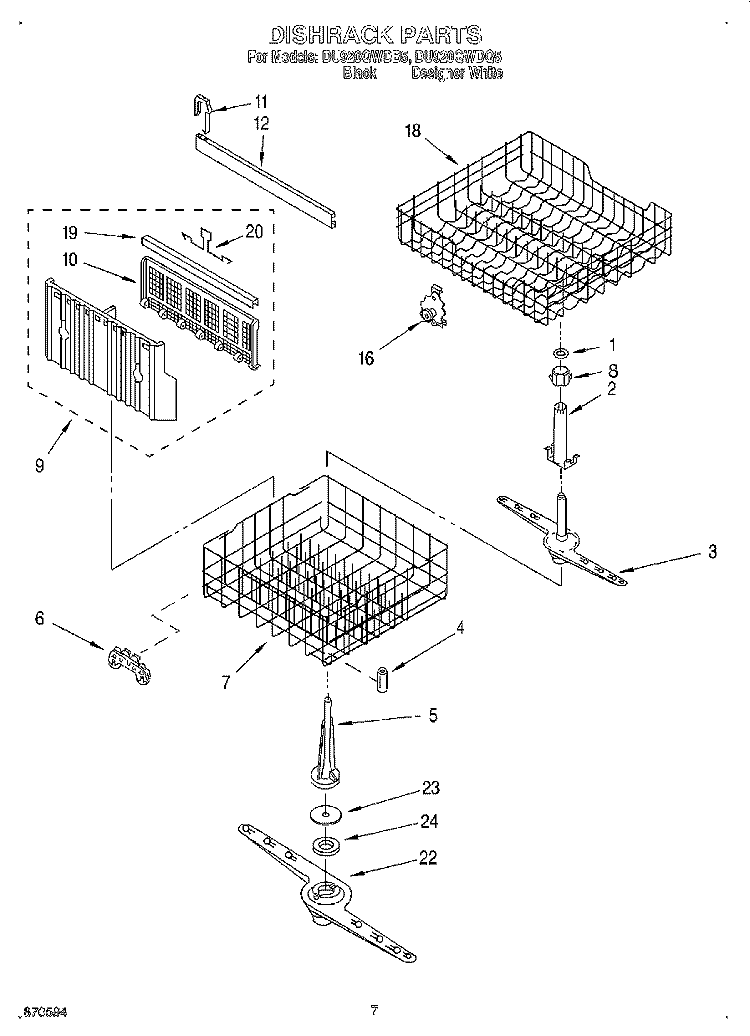 DISHRACK Diagram and Parts List for DU920QWDQ5  Whirlpool Dishwasher