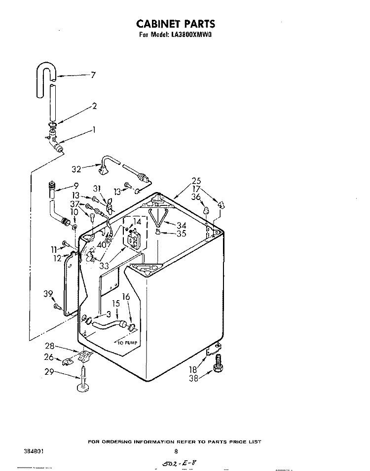 CABINET Diagram and Parts List for LA3800XMW0  Whirlpool Washer