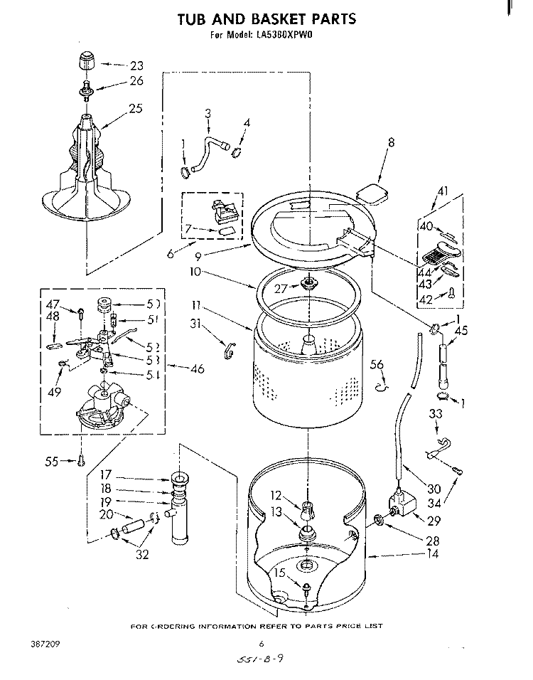 TUB AND BASKET Diagram and Parts List for LA5380XPW0  Whirlpool Washer