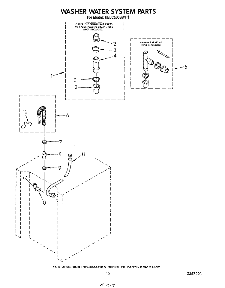 WASHER WATER SYSTEM Diagram and Parts List for KELC500SWH1  KitchenAid Washer Dryer Combo