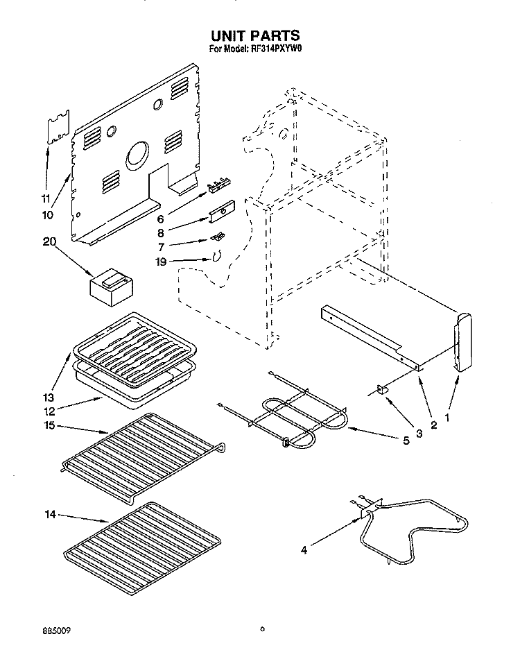 UNIT, OPTIONAL Diagram and Parts List for RF314PXYW0  Whirlpool Range