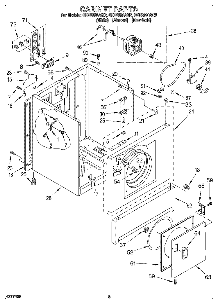 SECTION Diagram and Parts List for CEE2990AG2  Whirlpool Dryer