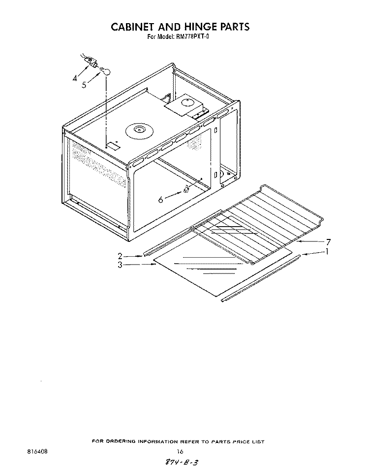 CABINET AND HINGE Diagram and Parts List for RM778PXT0  Whirlpool Microwave Oven Combo