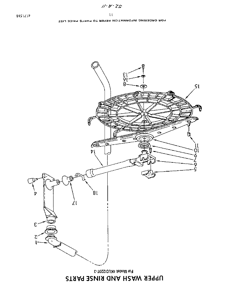 UPPER WASH AND RINSE Diagram and Parts List for 4KUDI220T3  KitchenAid Dishwasher