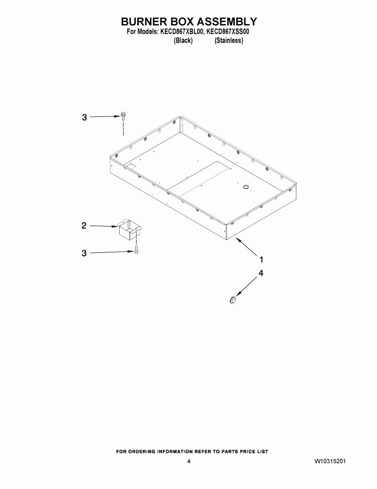 BURNER BOX ASSEMBLY Diagram and Parts List for KECD867XSS00  KitchenAid Cooktop