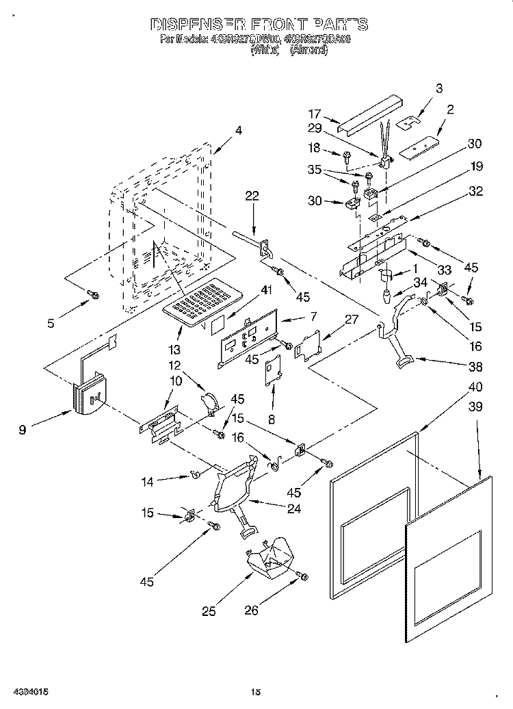 DISPENSER FRONT Diagram and Parts List for 4KSRS27QDA00  KitchenAid Refrigerator