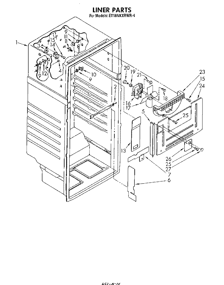 LINER Diagram and Parts List for ET18NKXRWR4  Whirlpool Refrigerator