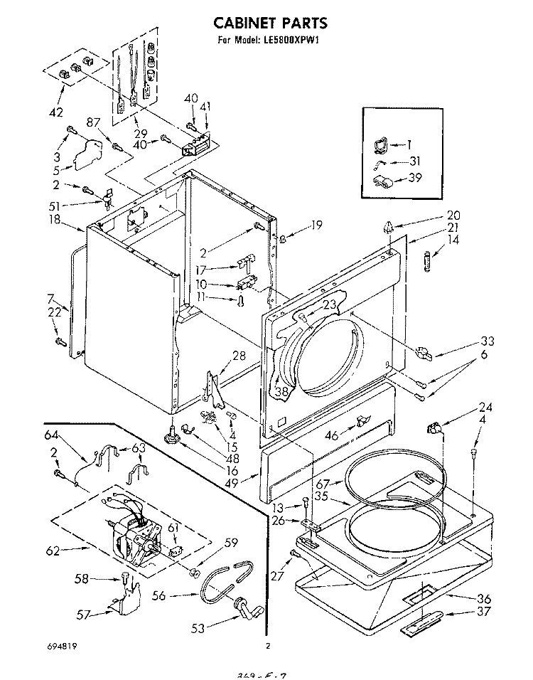 SECTION Diagram and Parts List for LE5800XPW1  Whirlpool Dryer