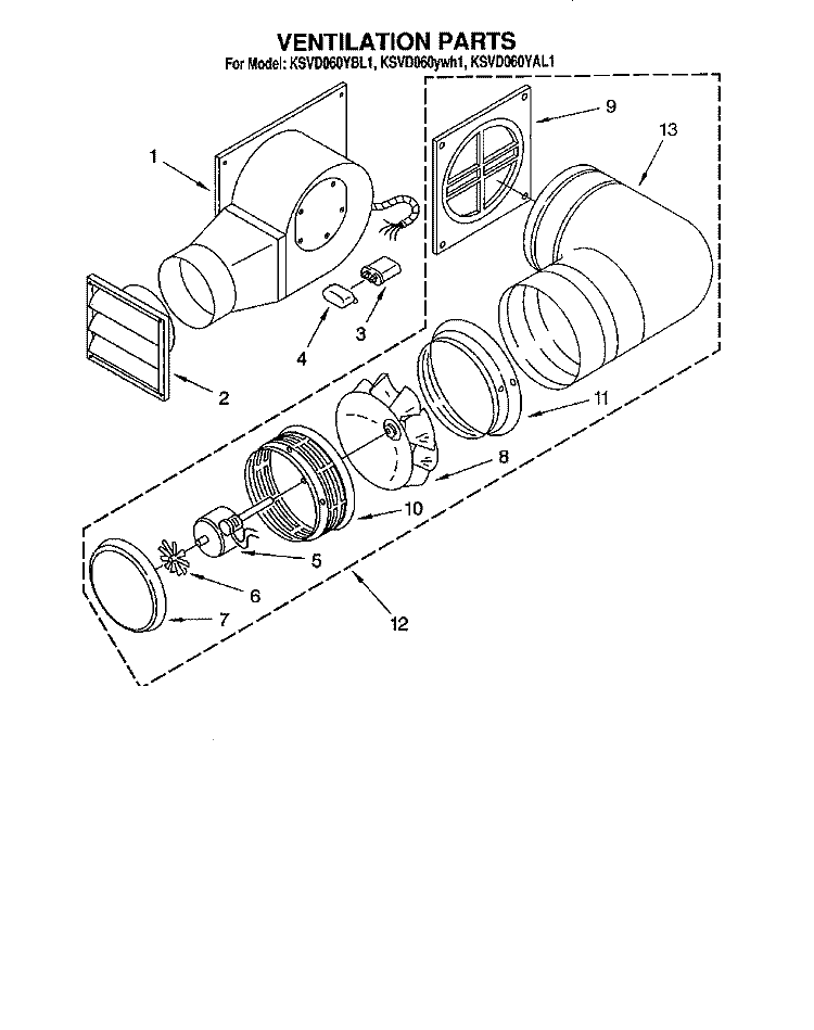 SECTION Diagram and Parts List for KSVD060YAL1  KitchenAid Range Hood
