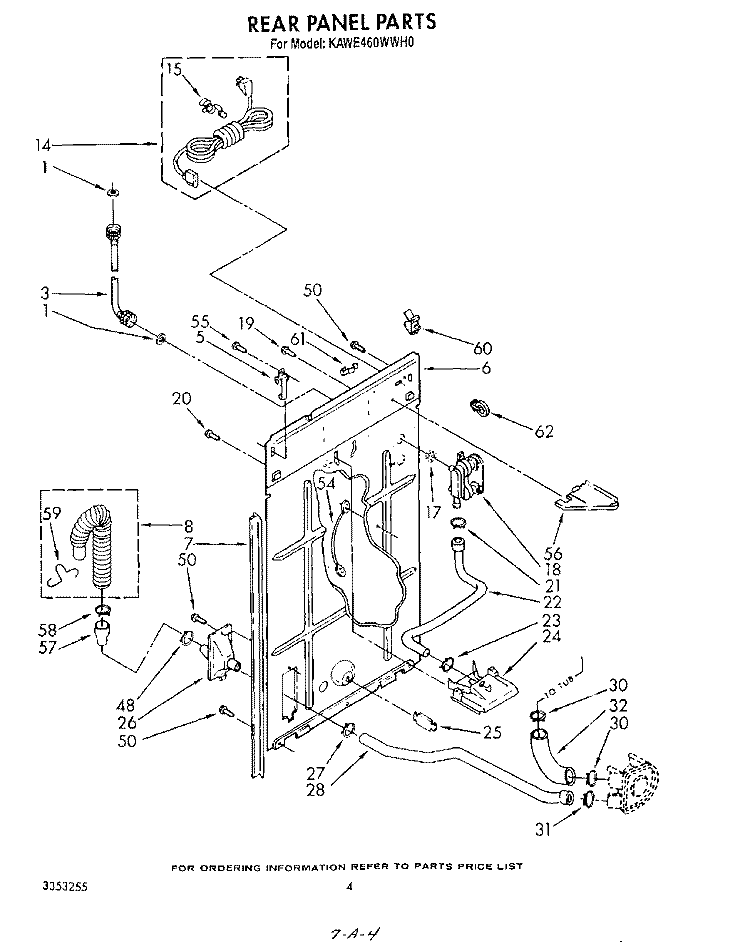 REAR PANEL Diagram and Parts List for KAWE460WAL0  KitchenAid Washer