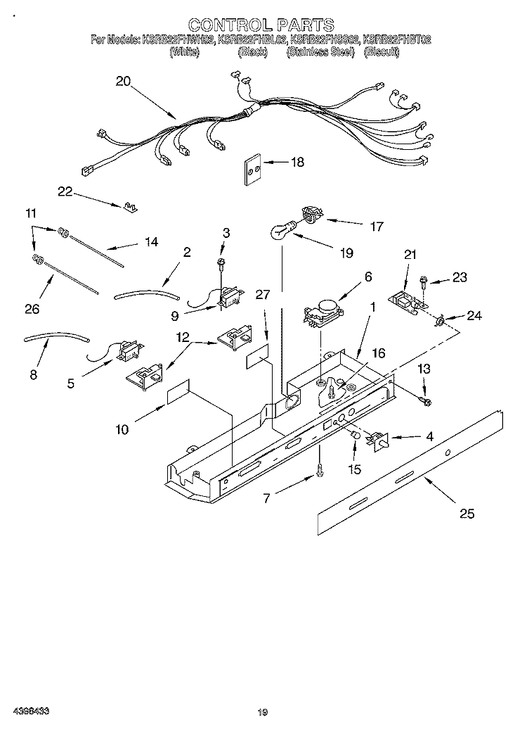 CONTROL, OPTIONAL Diagram and Parts List for KSRB22FHSS02  KitchenAid Refrigerator