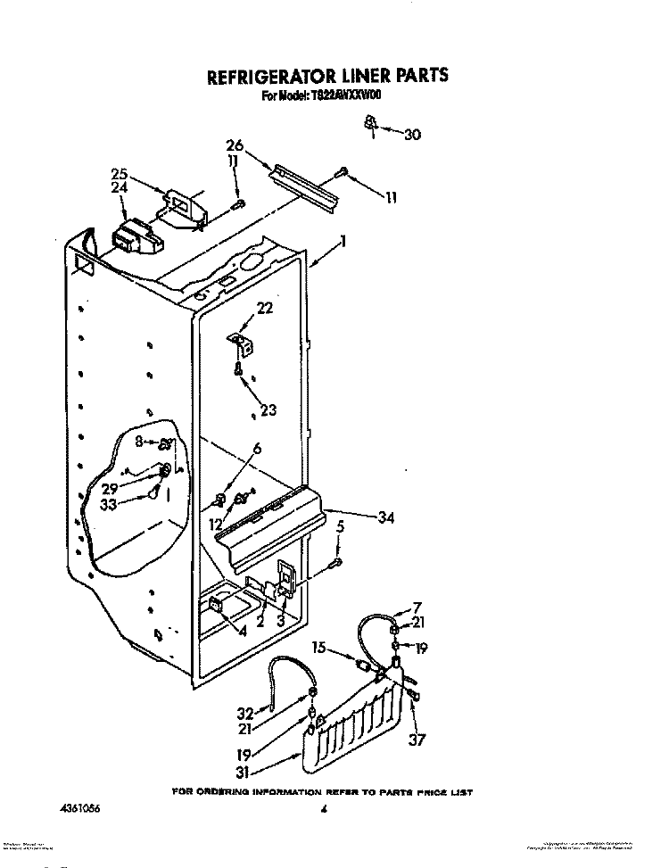 REFRIGERATOR LINER Diagram and Parts List for TS22AWXXN00  Whirlpool Refrigerator