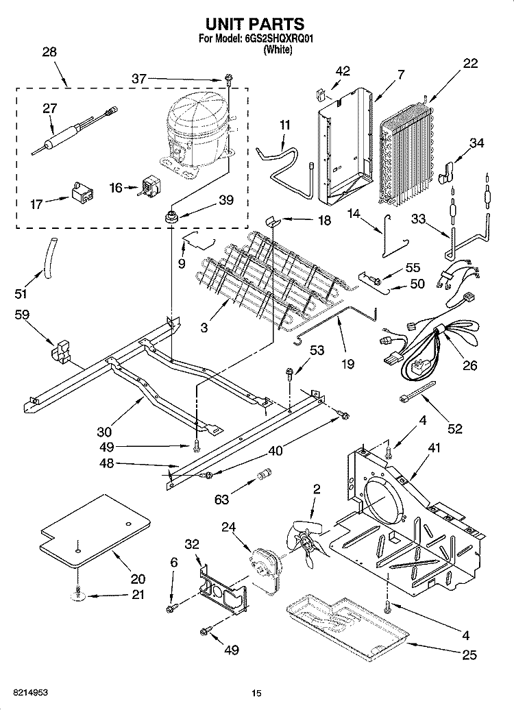 UNIT PARTS Diagram and Parts List for 6GS2SHQXRQ01  Whirlpool Refrigerator