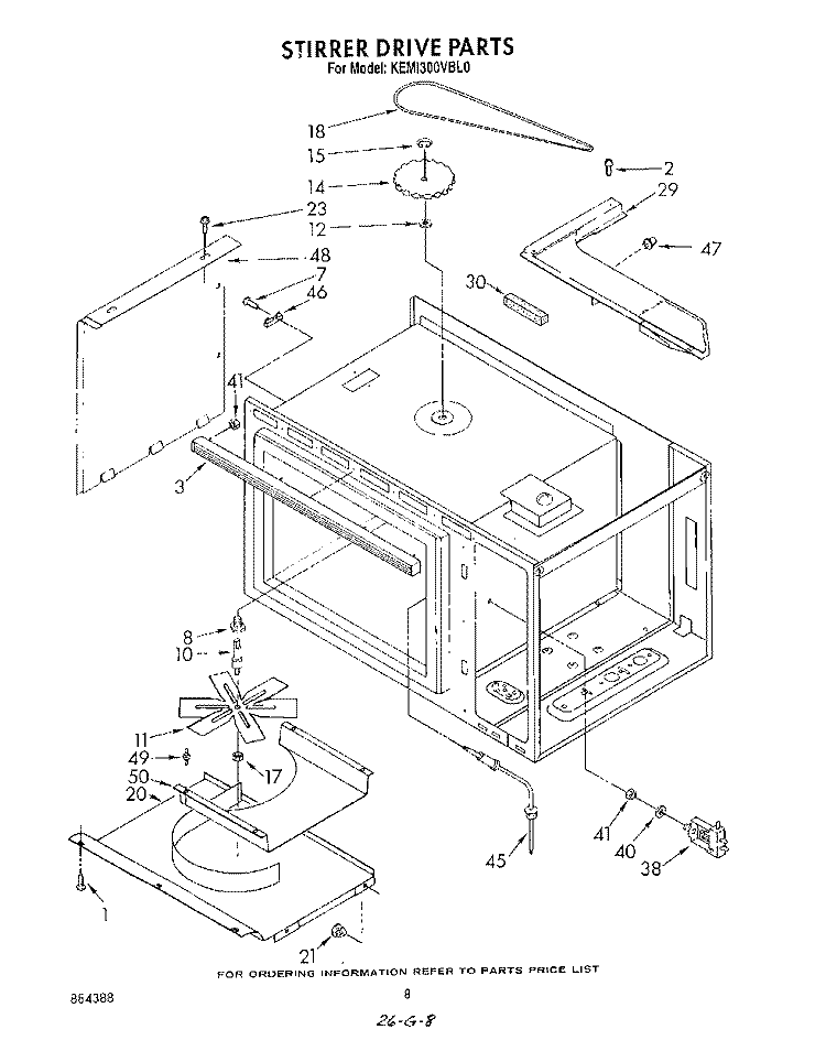 STIRRER DRIVE Diagram and Parts List for KEMI300VBL0  KitchenAid Microwave Oven Combo
