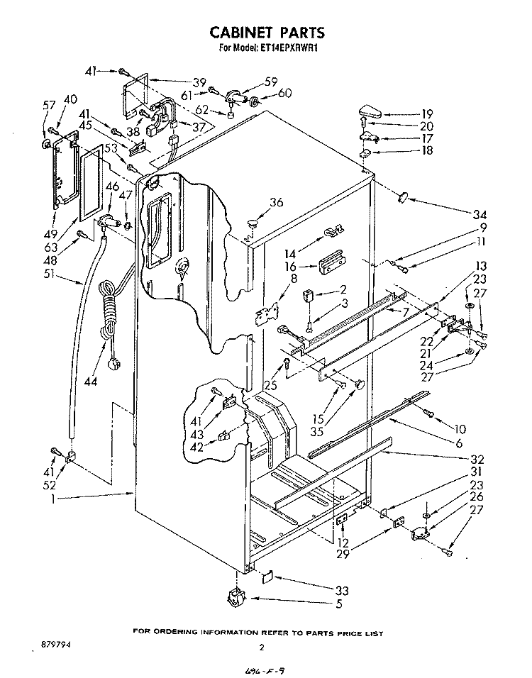 CABINET Diagram and Parts List for ET14EPXRWR1  Whirlpool Refrigerator