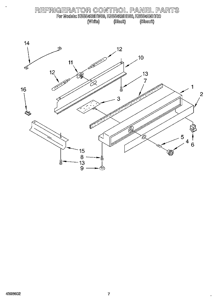 REFRIGERATOR CONTROL PANEL Diagram and Parts List for KSSS42MHT00  KitchenAid Refrigerator
