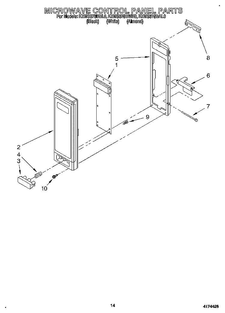 MICROWAVE CONTROL PANEL Diagram and Parts List for KEMS378BAL0  KitchenAid Wall Oven