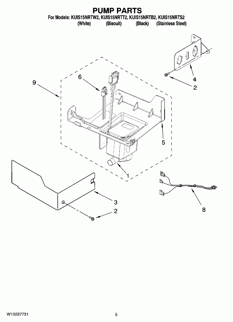 PUMP PARTS Diagram and Parts List for KUIS15NRTT2  KitchenAid Ice Maker