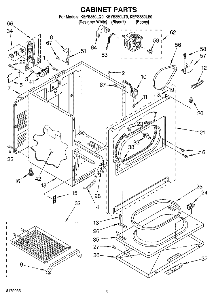 SECTION Diagram and Parts List for KEYS850LE0  KitchenAid Dryer