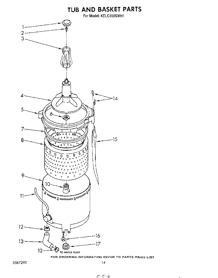 TUB AND BASKET Diagram and Parts List for KELC500SWH1  KitchenAid Washer Dryer Combo