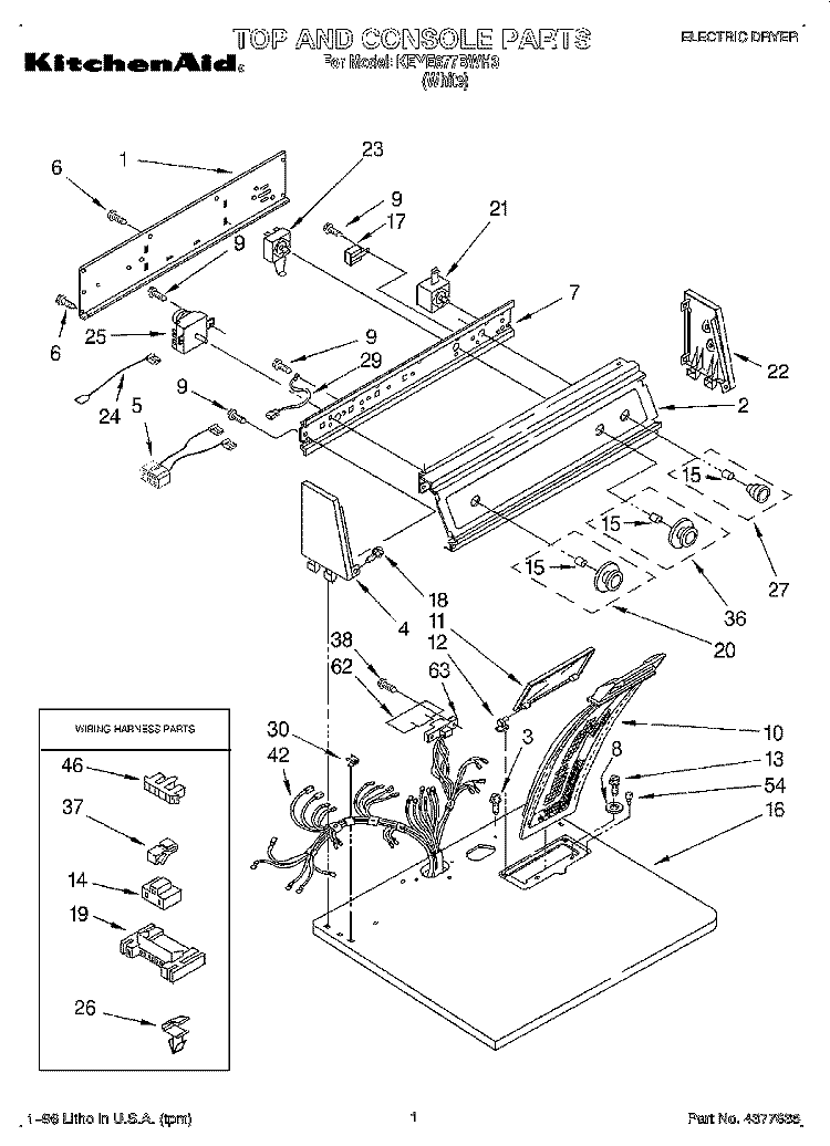 SECTION Diagram and Parts List for KEYE677BWH3  KitchenAid Dryer