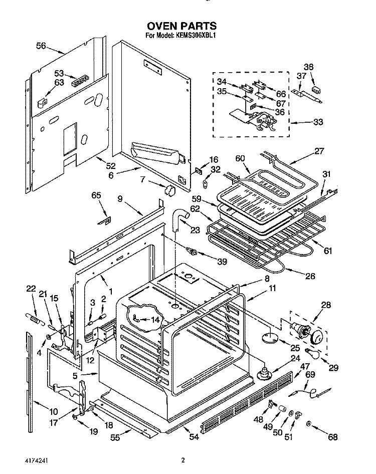 OVEN, LIT/OPTIONAL Diagram and Parts List for KEMS306XBL1  KitchenAid Wall Oven
