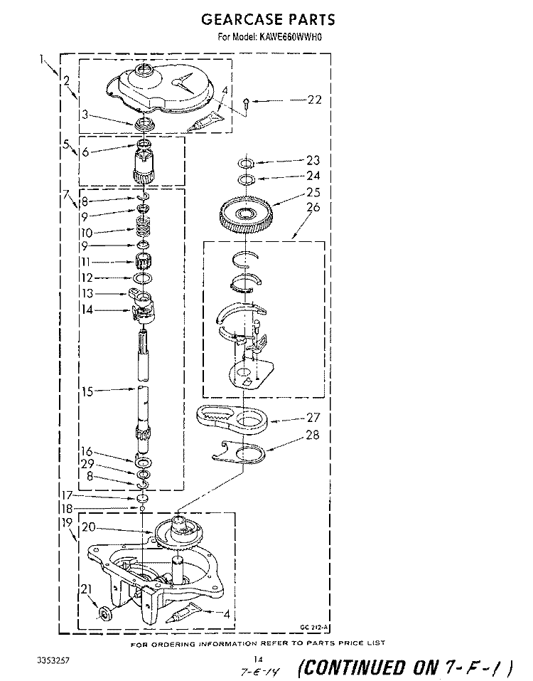 GEARCASE Diagram and Parts List for KAWE660WAL0  KitchenAid Washer