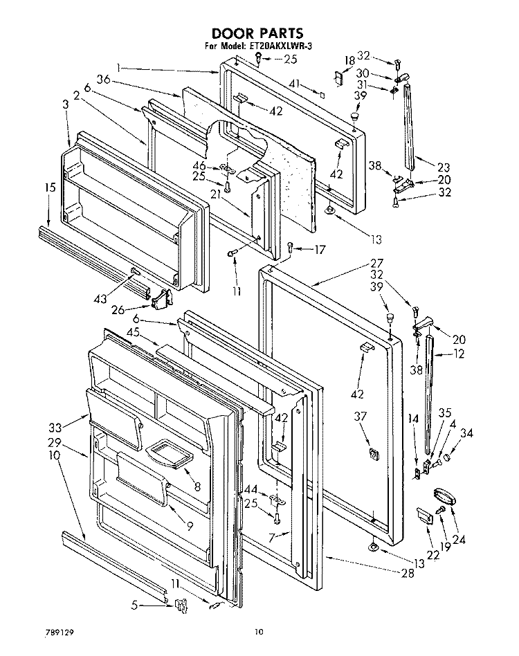 DOOR, LIT/OPTIONAL Diagram and Parts List for ET20AKXLWR3  Whirlpool Refrigerator