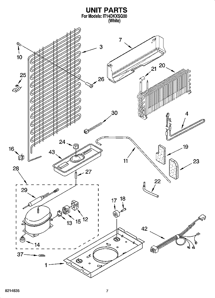 UNIT PARTS Diagram and Parts List for IT14DKXSQ00  Inglis Refrigerator