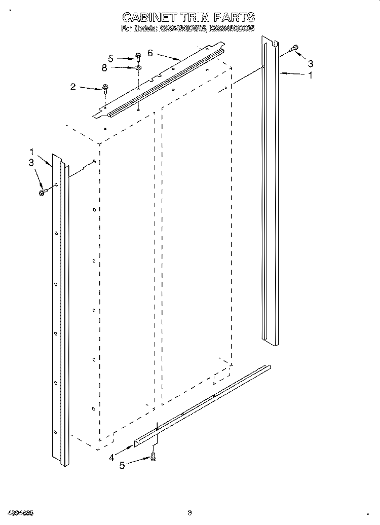 CABINET TRIM Diagram and Parts List for KSSS48QDX05  KitchenAid Refrigerator
