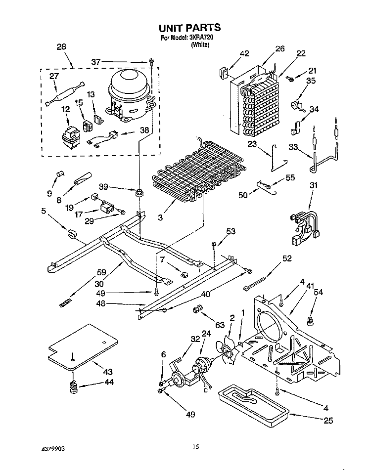 UNIT Diagram and Parts List for 3XRA720  Whirlpool Refrigerator
