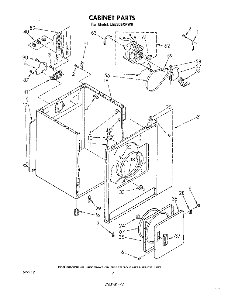 SECTION Diagram and Parts List for LE5605XPW0  Whirlpool Dryer