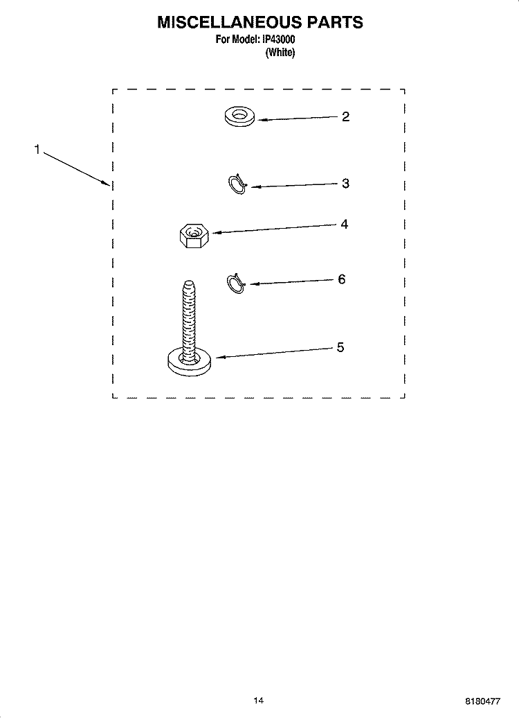 MISCELLANEOUS  PARTS, OPTIONAL PARTS (NOT INCLUDED) Diagram and Parts List for IP43000  Inglis Washer