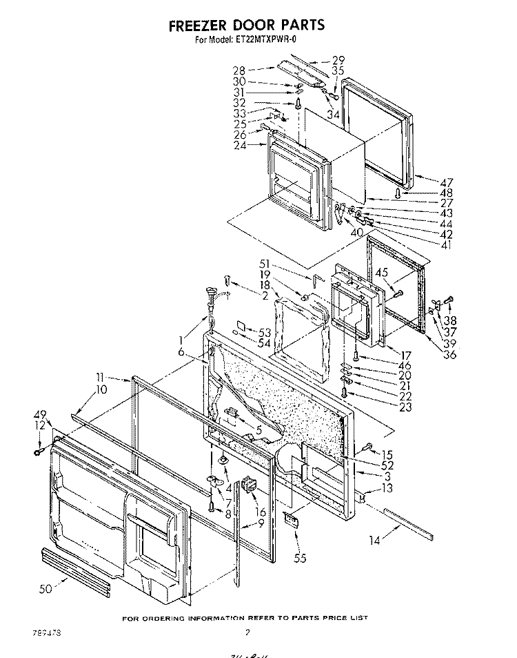 FREEZER DOOR Diagram and Parts List for ET22MTXPWR0  Whirlpool Refrigerator